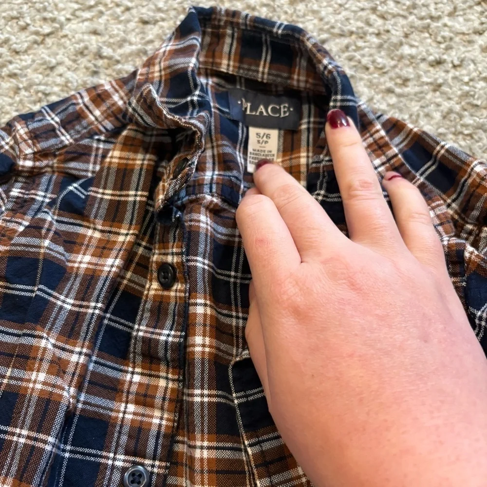 Size 5 Long Sleeve Shirt Bundle Boys Plaid Button Down Dinosaur Children’s Place